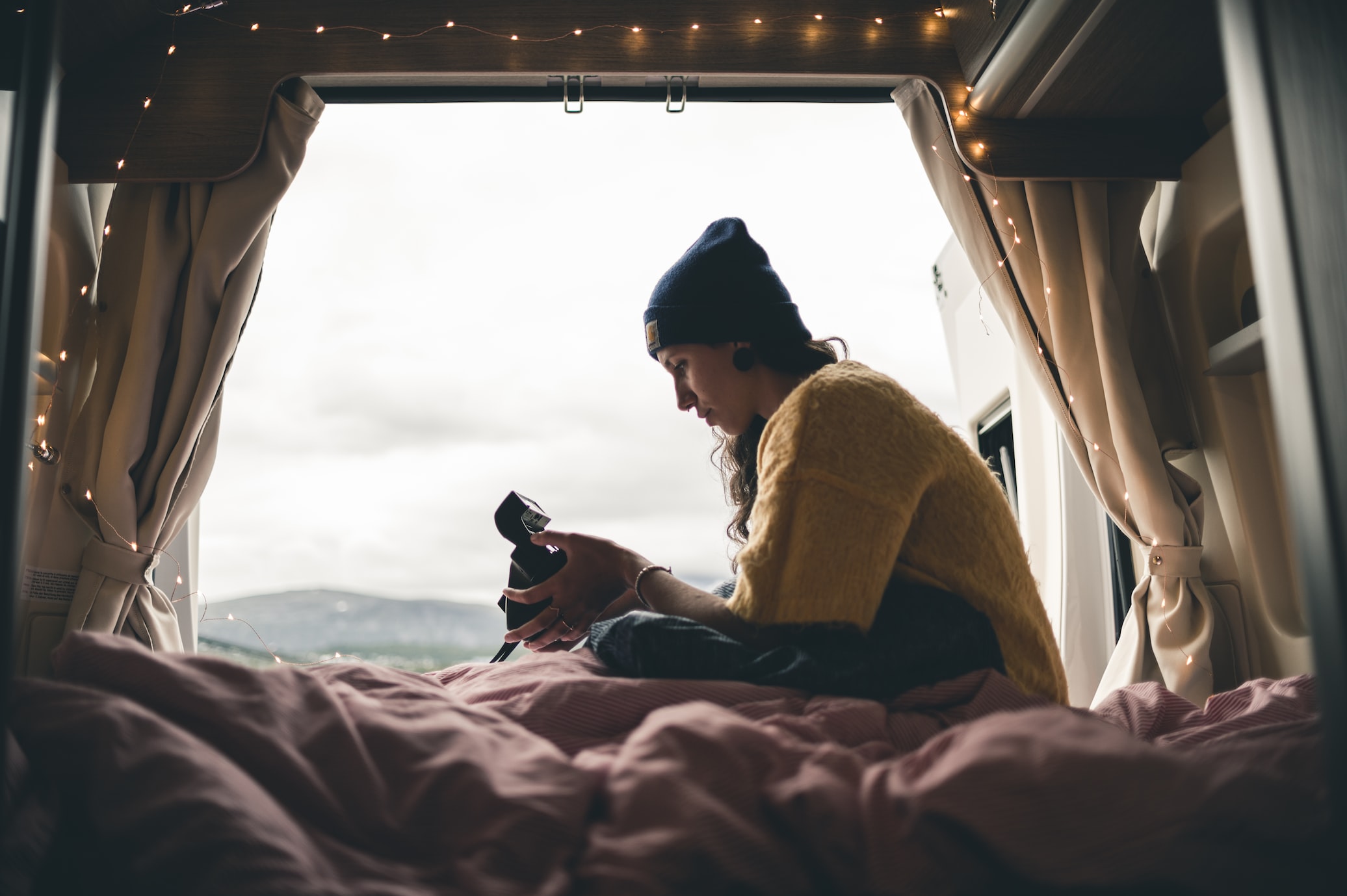 Girl Sitting in the Campervan