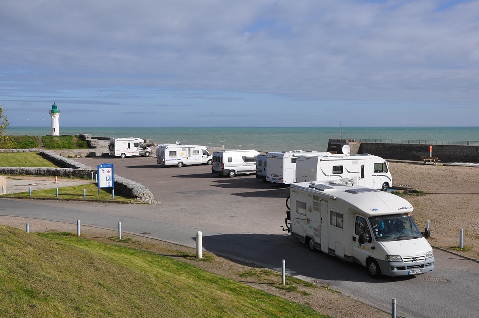Campervan park by the sea